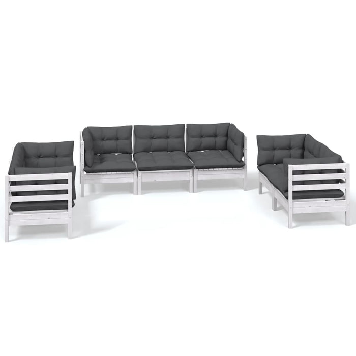 Set mobilier grădină cu perne, 7 piese, lemn masiv de pin WALTI