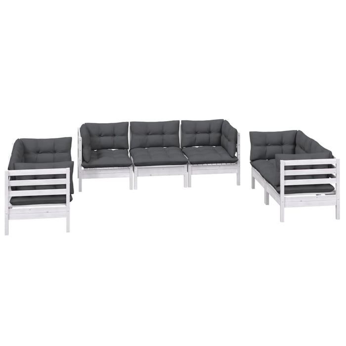 Set mobilier grădină cu perne, 7 piese, lemn masiv de pin WALTI
