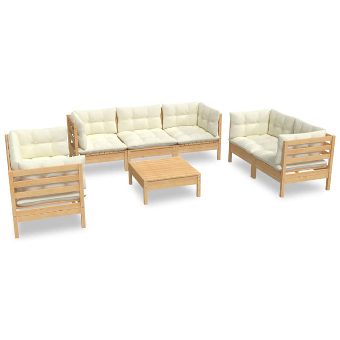 Set mobilier grădină cu perne crem, 8 piese, lemn masiv de pin - WALTI WALTI