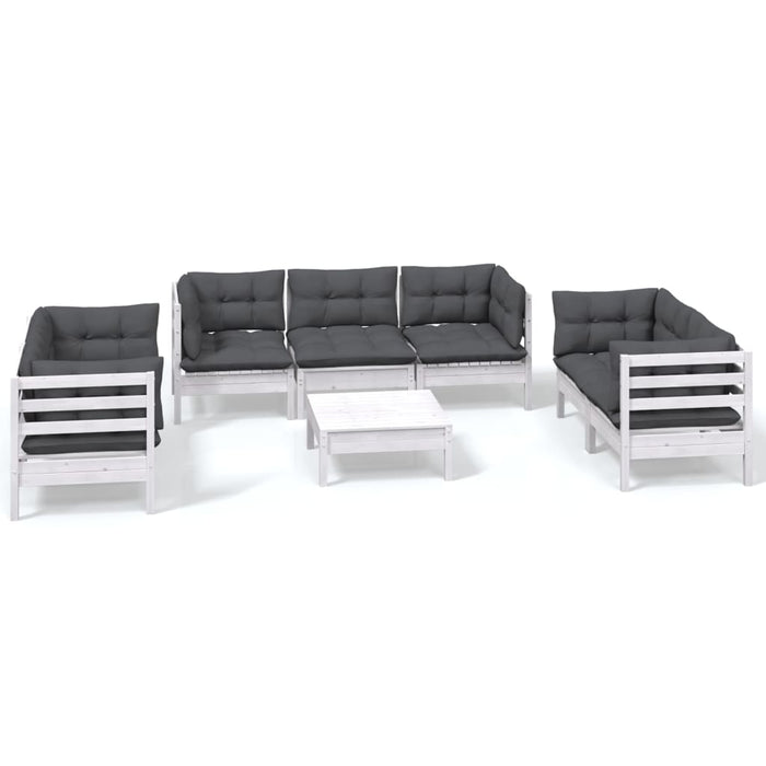 Set mobilier de grădină cu perne, 8 piese, lemn masiv de pin WALTI
