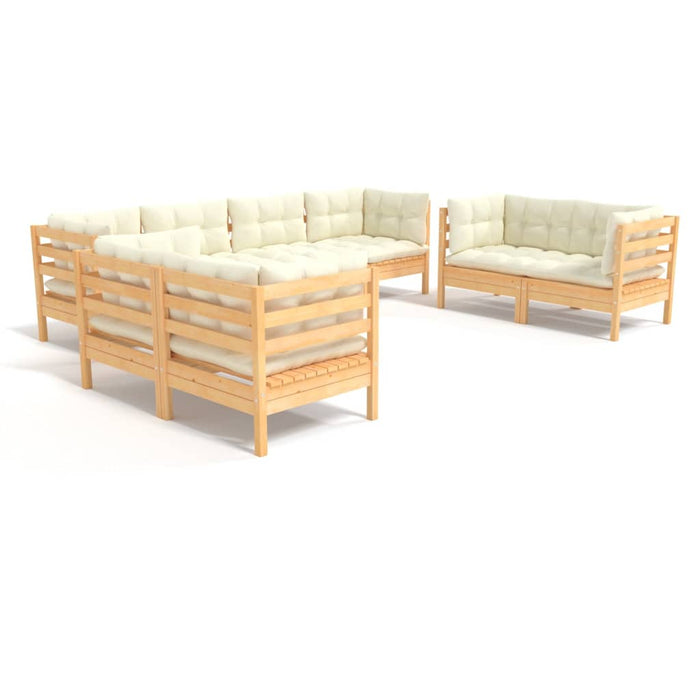 Set mobilier grădină cu perne crem, 8 piese, lemn masiv de pin - WALTI WALTI