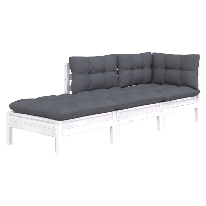 Set mobilier grădină cu perne, 3 piese, lemn masiv de pin - WALTI WALTI