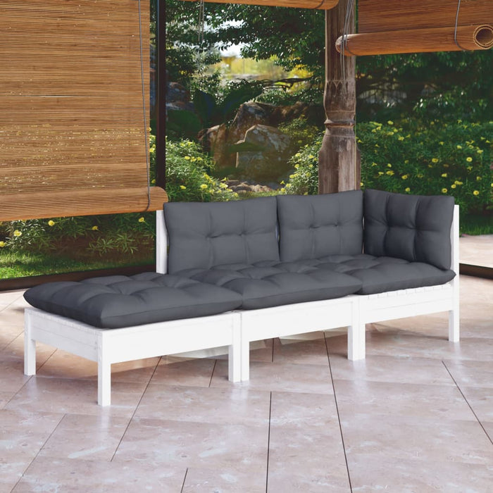Set mobilier grădină cu perne, 3 piese, lemn masiv de pin - WALTI WALTI