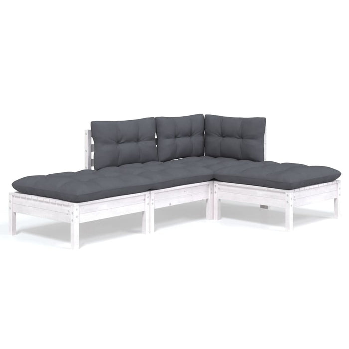 Set mobilier grădină cu perne, 4 piese, lemn masiv de pin - WALTI WALTI