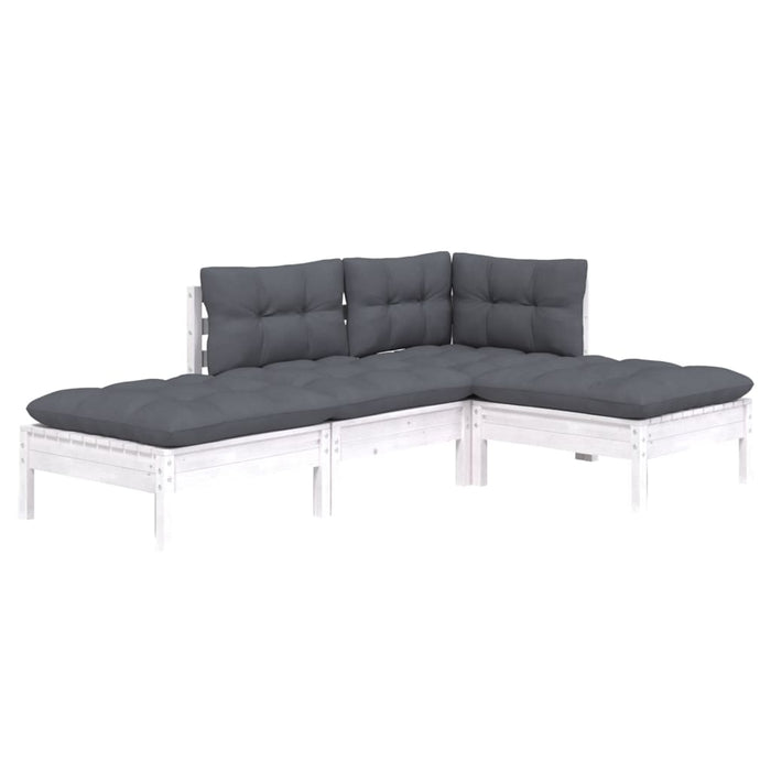 Set mobilier grădină cu perne, 4 piese, lemn masiv de pin - WALTI WALTI