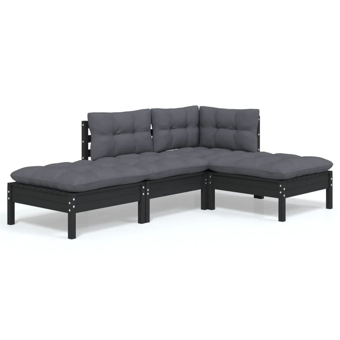 Set mobilier grădină cu perne, 4 piese, lemn masiv de pin WALTI
