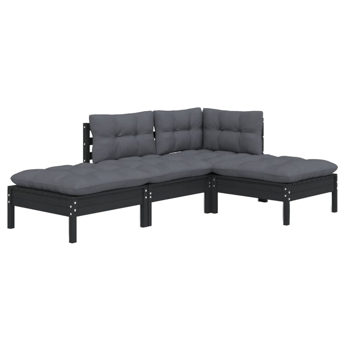 Set mobilier grădină cu perne, 4 piese, lemn masiv de pin WALTI