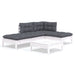 Set mobilier grădină cu perne, 5 piese, alb, lemn de pin - WALTI WALTI