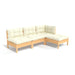 Set mobilier grădină cu perne, 4 piese, crem, lemn de pin - WALTI WALTI