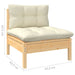 Set mobilier grădină cu perne, 4 piese, crem, lemn de pin - WALTI WALTI