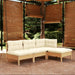 Set mobilier grădină cu perne, 4 piese, crem, lemn de pin - WALTI WALTI