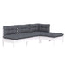 Set mobilier grădină cu perne, 4 piese, alb, lemn de pin - WALTI WALTI