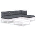 Set mobilier grădină cu perne, 5 piese, alb, lemn de pin - WALTI WALTI