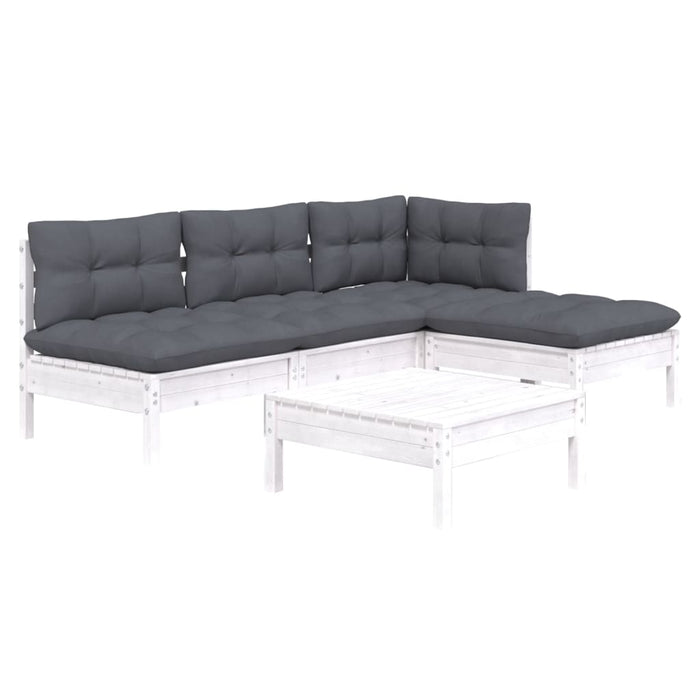 Set mobilier grădină cu perne, 5 piese, alb, lemn de pin - WALTI WALTI