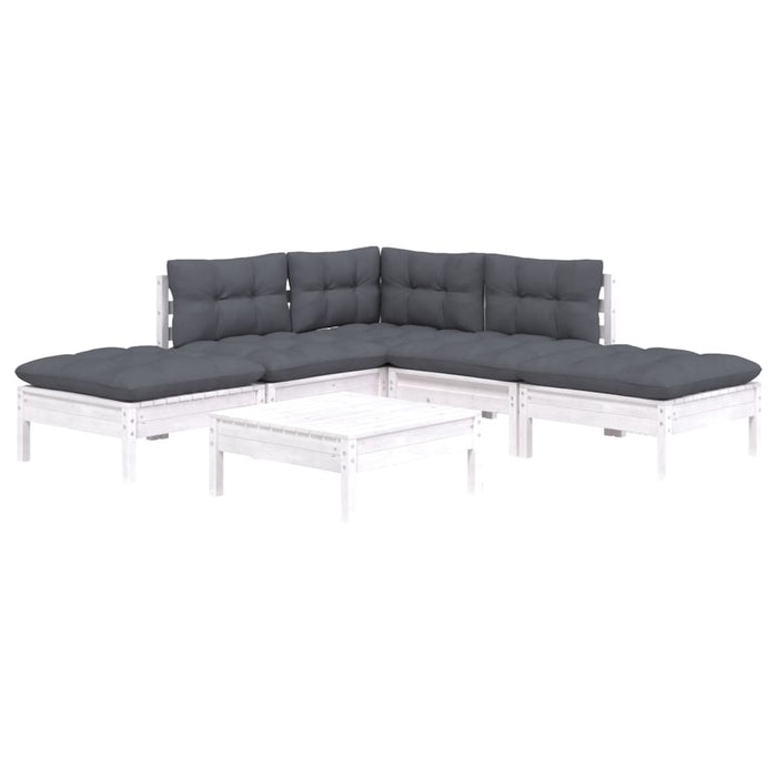 Set mobilier de grădină cu perne, 6 piese, alb, lemn de pin - WALTI WALTI