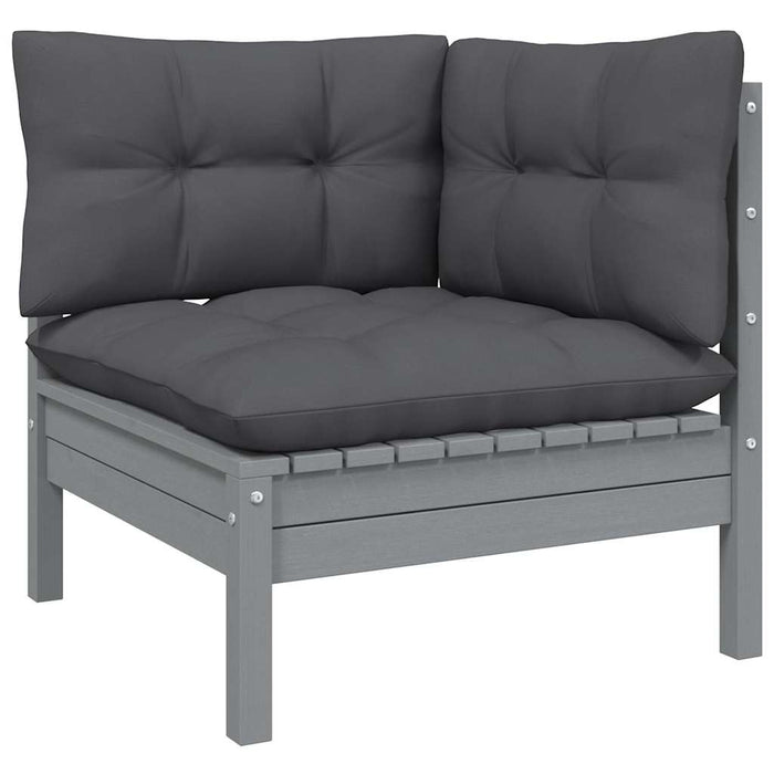 Set mobilier de grădină cu perne, 6 piese, gri, lemn de pin WALTI