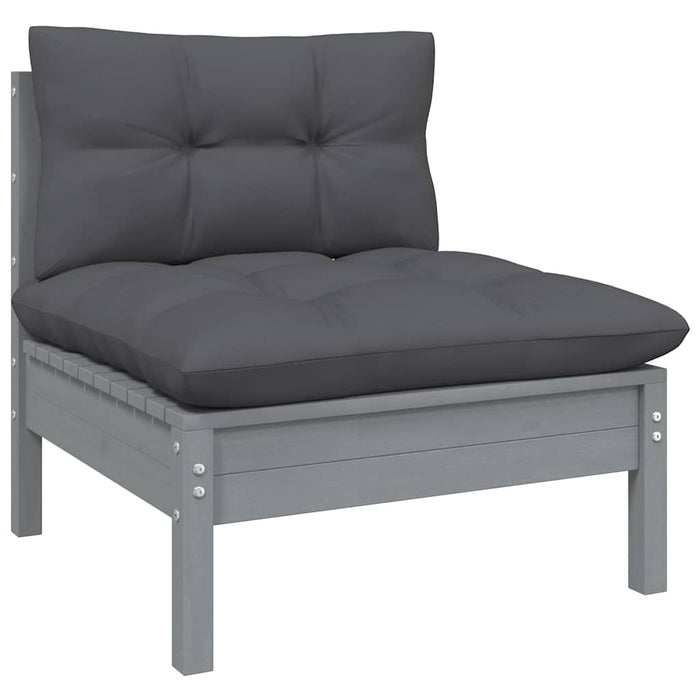 Set mobilier de grădină cu perne, 6 piese, gri, lemn de pin WALTI