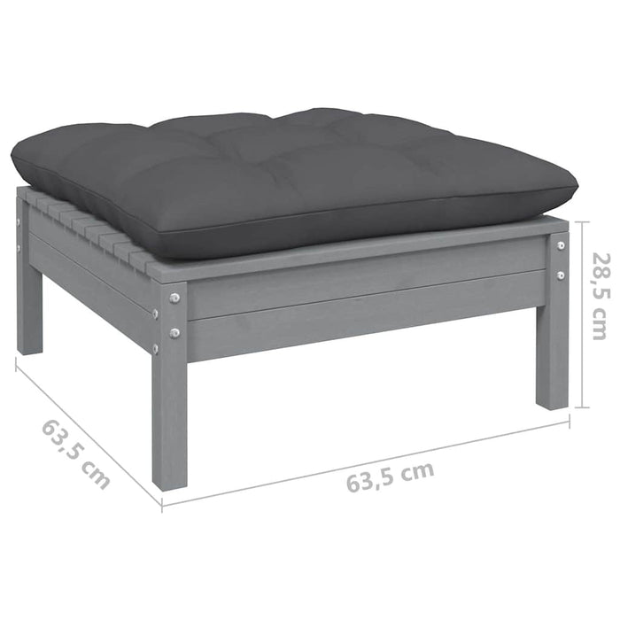Set mobilier de grădină cu perne, 6 piese, gri, lemn de pin WALTI