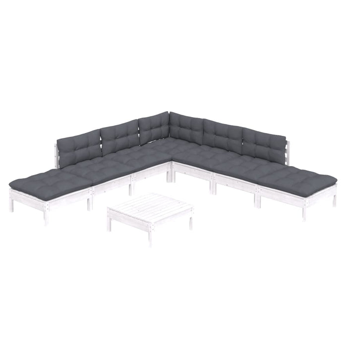 Set mobilier de grădină cu perne, 8 piese, alb, lemn de pin - WALTI WALTI