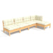 Set mobilier grădină cu perne crem, 5 piese, lemn de pin - WALTI WALTI