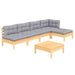 Set mobilier grădină cu perne gri, 6 piese, lemn de pin - WALTI WALTI