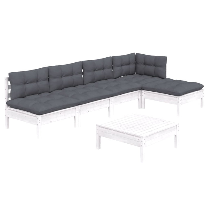 Set mobilier de grădină cu perne, 6 piese, alb, lemn de pin - WALTI WALTI