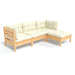 Set mobilier grădină cu perne, 4 piese, crem, lemn de pin - WALTI WALTI