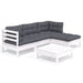 Set mobilier grădină cu perne, 5 piese, alb, lemn de pin - WALTI WALTI