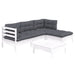 Set mobilier grădină cu perne, 5 piese, alb, lemn de pin - WALTI WALTI