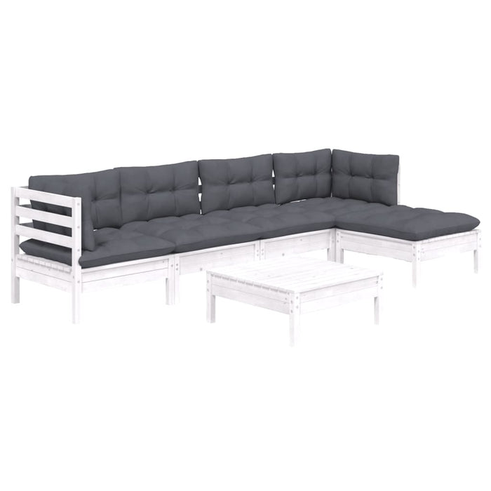 Set mobilier de grădină cu perne, 6 piese, alb, lemn de pin - WALTI WALTI