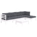 Set mobilier de grădină cu perne, 6 piese, alb, lemn de pin - WALTI WALTI