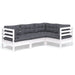 Set mobilier grădină cu perne, 4 piese, alb, lemn de pin - WALTI WALTI