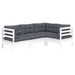 Set mobilier grădină cu perne, 4 piese, alb, lemn de pin - WALTI WALTI