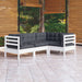 Set mobilier grădină cu perne, 4 piese, alb, lemn de pin - WALTI WALTI