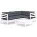 Set mobilier grădină cu perne, 5 piese, alb, lemn de pin - WALTI WALTI