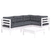 Set mobilier grădină cu perne, 5 piese, alb, lemn de pin - WALTI WALTI