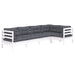 Set mobilier grădină cu perne, 5 piese, alb, lemn de pin - WALTI WALTI