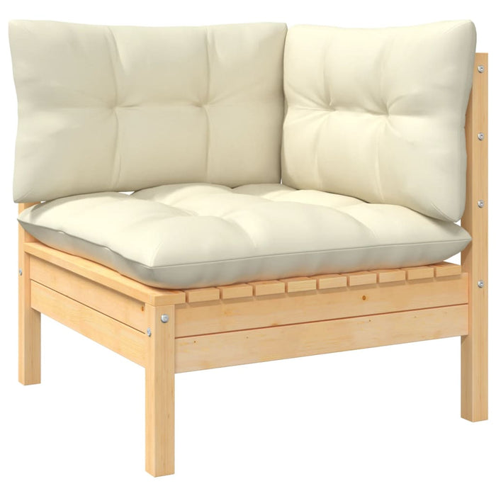 Set mobilier grădină cu perne crem, 6 piese, lemn de pin - WALTI WALTI