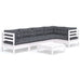 Set mobilier de grădină cu perne, 6 piese, alb, lemn de pin - WALTI WALTI