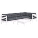 Set mobilier de grădină cu perne, 6 piese, alb, lemn de pin - WALTI WALTI