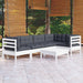 Set mobilier de grădină cu perne, 6 piese, alb, lemn de pin - WALTI WALTI
