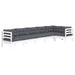 Set mobilier de grădină cu perne, 6 piese, alb, lemn de pin - WALTI WALTI