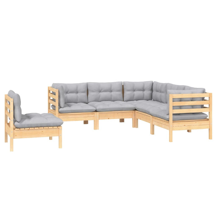 Set mobilier grădină cu perne gri, 5 piese, lemn masiv de pin - WALTI WALTI