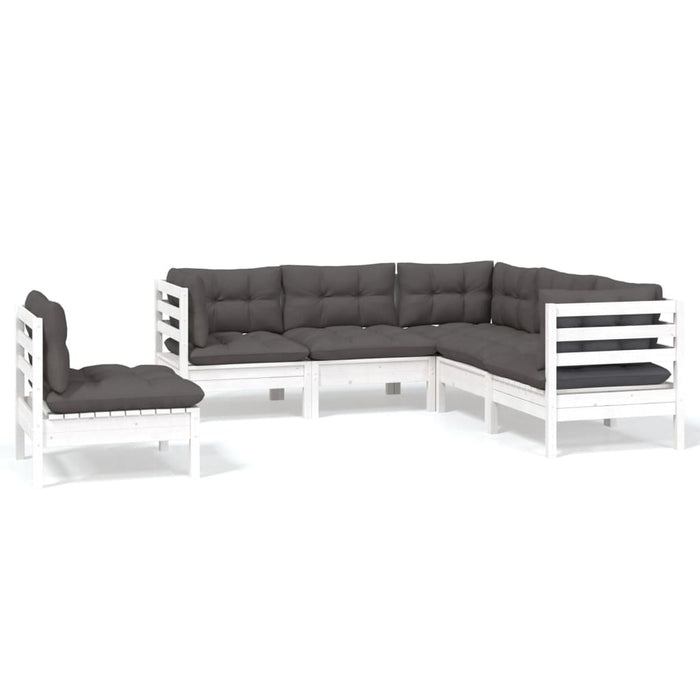 Set mobilier grădină cu perne, 5 piese, alb, lemn de pin - WALTI WALTI