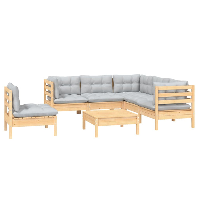 Set mobilier grădină cu perne gri, 6 piese, lemn de pin - WALTI WALTI