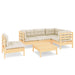 Set mobilier grădină cu perne crem, 6 piese, lemn de pin - WALTI WALTI