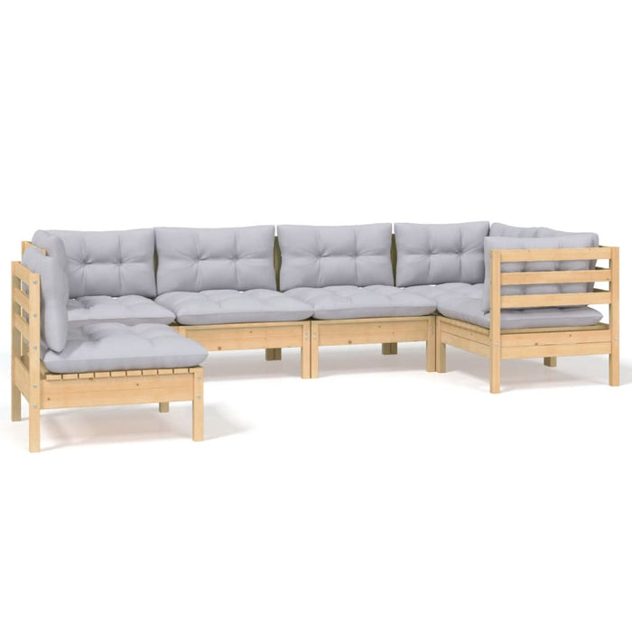Set mobilier grădină cu perne gri, 6 piese, lemn de pin - WALTI WALTI