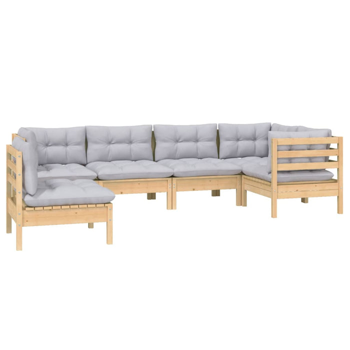 Set mobilier grădină cu perne gri, 6 piese, lemn de pin - WALTI WALTI
