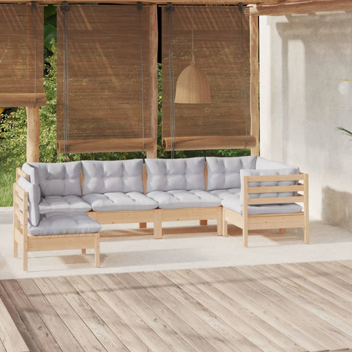Set mobilier grădină cu perne gri, 6 piese, lemn de pin - WALTI WALTI