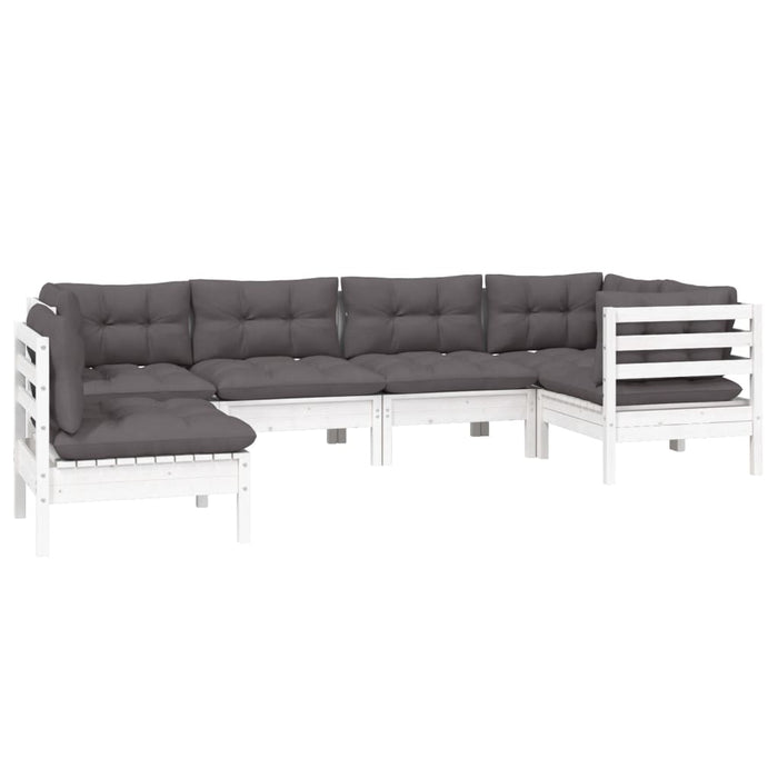 Set mobilier de grădină cu perne, 6 piese, alb, lemn de pin - WALTI WALTI
